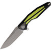 Rike Knife Tulay (RKTULAYBFG) 3.74" 154CM Bead Blasted Drop Point Plain Blade, Black and Fluorescent Green G-10 Handle