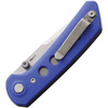 Reate Knives PL-XT (REA141) 3" Nitro-V Stonewashed Drop Point Plain Blade, Blue G-10 Handle