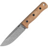 Reiff Knives F5 Survival (REKF5011NCML) 5" CPM-3V Acid Stonewashed Drop Point Plain Blade, Natural Canvas Micarta Handle, Brown Leather Belt Sheath