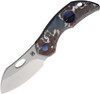 Olamic Custom Busker (BCFLS246) 2.83" Sheepsfoot Satin Magnacut Plain Blade, Storm Fat Carbon Fiber Front Handle, Titanium Back Handle