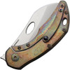 Olamic Custom Busker (BCFLA383) 2.83" Sheepsfoot Satin Magnacut Plain Blade, Arctic Storm Carbon Fiber Front Handle, Acid Rain Titanium Back Handle