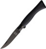 Main Knives Italian Line Linerlock (10002) 3.5" Drop Point 440A Black Titanium Coated Plain Blade, Black Wood Handle, Reverse Liner Lock