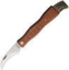 Main Knives Folding Mushroom Knife (7000) 4.5" Curved 420 Satin  Plain Blade, Bubinga Wood Handle, Black Nylon Sheath