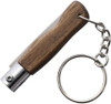 Main Knives Mini Line Key Chain Folder (6002) 1.77" 440A Drop Point Plain Blade, Walnut Wood Handle, Stainless Steel Key Chain