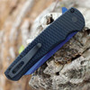 Pro-Tech Malibu Button Lock (5236-SB) - 3.5" Sapphire Washed CPM-20CV Reverse Tanto Blade, Black Dragon Scale Aluminum Handle, Abalone Button, Black Clip