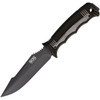 SOG SEAL Strike (SOGSS1004CP) 4.9" AUS-8 Black Coated Clip Point Plain Blade with Sawback, Black Textured Glass Reinforced Nylon Handle, Black Hard Molded Nylon Handle