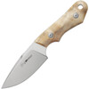 Viper Handy PI (VT4038PI) 3.40" CPM-MagnaCut Satin Drop Point Plain Blade, Flammed Poplar Wood Handle, Brown Leather Belt Sheath