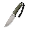 CIVIVI Cloud Peak (CIVC230442) 4.6" Nitro-V Satin Drop Point Plain Blade, OD Green G-10 Handle with Nickel Silver Guard, Brown Leather Sheath