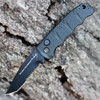Boker Plus KALS Mini Auto (01KALS98) 2.52" D2 Black Tanto Partially Serrated Blade, Black Aluminum Handle w/ Push Button Open