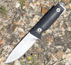 Medford Knife and Tool The San Bushcrafter (MK1203TQ-08LE-SPQ3-Q4) 4.25" 3V Tumbled Drop Point Blade, Black Handle, Brown Leather Sheath