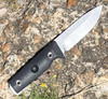 Medford Knife and Tool The San Bushcrafter (MK1203TQ-08LE-SPQ3-Q4) 4.25" 3V Tumbled Drop Point Blade, Black Handle, Brown Leather Sheath
