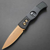 Pro-Tech Tactical Response 2 Automatic (TR-2 RG Skull) 3" CPM-MagnaCut Rose Gold Drop Point Plain Blade, Black Textured Aluminum Handle with Sterling Silver Shaw Skull, Rose Gold Button