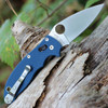 Spyderco Manix 2 C101GPCBL2 - 3.37in Sanded Smooth CPM Cru-Wear Plain Blade, Cobalt Blue G-10 Handle
