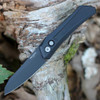 Pro-Tech Oligarch Sinkervich Design (DS103) - 3.25" DLC Black CPM-MagnaCut Plain Blade, Black Aluminum Handle w/Blasted Hardware