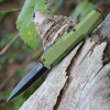 Kershaw Livewire 9000DEOL OTF automatic knife open view showing the 3.3-inch black dagger MagnaCut blade and OD green handle.