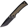 Chaves Redencion 229 (CHAV006) 3.63" Bohler M390 Blackwashed Tanto Plain Blade, Black Titanium Handle w/ Green Micarta Front Handle Inlay
