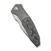 We Knife Archeozoic (WE23091-2) 4" Bohler M390 Hand Rubbed Satin Drop Point Plain Blade, Gray Hand Rubbed Titanium Handle w/ Aluminum Foil Carbon Fiber Inlay