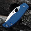 Spyderco Sage 5 C123GPCBL cobalt blue G-10 handle open view showing CPM SPY27 satin blade and compression lock