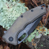 Heretic Medusa Manual (H009-6A-TIBRZ) 3.25" Black DLC Magancut Tanto Point Plain Blade, Antiques Bronze Titanium Handle, All Black Hardware