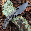Heretic Medusa Manual (H009-6A-TIBRZ) 3.25" Black DLC Magancut Tanto Point Plain Blade, Antiques Bronze Titanium Handle, All Black Hardware