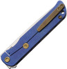 Medford Knife & Tool T-Bone Frame Lock (MD2154TT37A2)- 4.0" S45VN Tumbled Drop Point Blade, Tumbled Blue Titanium Handle with Mosaic Inlay, Bronze Hardware and Clip