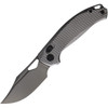 Kunwu Knives DJANGO (X707T3) 3.2" Elmax Black DLC Coated Clip Point Plain Blade, Diamond Textured Titanium Handle