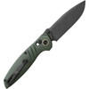 Vosteed Corsair (CSNPMN) 3.25" Nitro-V Blackwashed Modified Drop Point Plain Blade, Green Canvas Micarta Handle
