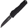 Microtech Cypher II OTF (1241-1T) 3.5" Premium Steel Black Wharncliffe Plain Blade, Black Aluminum Handle w/ Double-Action Thumb Slide