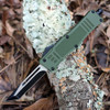 Master Cutlery OTF 675GN (MCOTF675GN) 2.75" 3Cr13 Two-Toned Tanto Plain Blade, Green Rubber Coated Stainless Steel Handle, Glass Breaker, Double Action