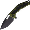 Heretic Knives Medusa (H009-4A-GRN) 3" CPM-MagnaCut Black Cerakote Tanto Plain Blade, Green Aluminum Handle w/ Black Textured Synthetic Inlay