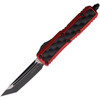 Microtech Daytona T/E (127-1 RDBIS) 3" Premium Steel Two-Toned Tanto Plain Blade, Red Aluminum Handle w/ Black Bubble Grip Inserts