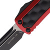 Microtech Daytona T/E (127-1 RDBIS) 3" Premium Steel Two-Toned Tanto Plain Blade, Red Aluminum Handle w/ Black Bubble Grip Inserts