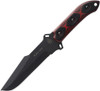 TOPS Knives Black Heat (TPBLKHT01) 6.5" 1095 Black Traction Coated Clip Point Plain Blade, Red and Black G-10 Handle