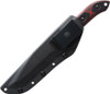 TOPS Knives Black Heat (TPBLKHT01) 6.5" 1095 Black Traction Coated Clip Point Plain Blade, Red and Black G-10 Handle