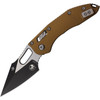 Microtech Stitch S/E (169RL-1FLTA) 3.75" M390MK Two-Toned Wharncliffe Plain Blade, Tan Fluted G-10 Handle