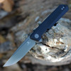 Bestechman Dundee (BTKMK01T) 3.35" Magnacut Drop Point Grey Coated Plain Blade, Black G-10 Handle