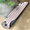 Pro-Tech Tactical Response 3 Automatic (TR-3 BT-FDE) - 3.5" 154CM Black DLC Clip Point Blade, FDE Brown Grooved Aluminum Handle, closed front view