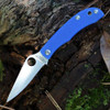 Spyderco Honeybee (C137GBLP) 1.68" 12C27 Stainless Steel Leaf Shaped Plain Blade, Blue G-10 Handle