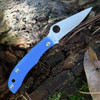 Spyderco Honeybee (C137GBLP) 1.68" 12C27 Stainless Steel Leaf Shaped Plain Blade, Blue G-10 Handle