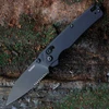 Kershaw Bel Air 6105BLKST folding knife open view showing the 3.1-inch blackwashed serrated reverse tanto blade and black handle.