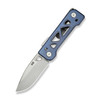 WE Knife Tyro (WE24001-4) 2.91" CPM-20CV Stonewashed Drop Point Plain Blade, Blue Titanium Handle