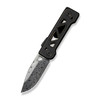 WE Knife Tyro (WE24001-DS1) 2.91" Damascus Drop Point Plain Blade, Black Titanium Handle w/ Golden Accents