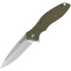 Kershaw Oso Sweet 1830OL assisted opening knife showing the 3.125-inch satin drop point blade and OD green handle.