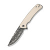 CIVIVI Merit (C24012-DS1) 3.28" Damascus Drop Point Plain Blade, Ivory G-10 Handle