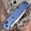 Benchmade Bugout 535SL-13 with 3.24" CPM-S90V satin plain drop point blade and Crushed Silver Crater Blue aluminum handle, open view