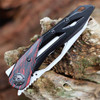 CRKT Nucleus (5702) 3.19" Sandvik 12C27 Bead Blasted Reverse Tanto Plain Blade, Black Stainless Steel Handle w/ Black and Red G-10 Onlay