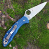 Spyderco Delica 4 (C11PCBL) 2.9" CPM-SPY27 Satin Drop Point Plain Blade, Cobalt Blue Fiberglass Reinforced Nylon Handle
