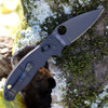Spyderco Manix 2 Salt C101GMCBKP2 black textured G-10 handle open view showing black DLC CPM MagnaCut plain blade