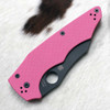 Spyderco YoJumbo C253GPNBKP Pink G-10 handle open view showing black DLC CPM S30V Wharncliffe blade and compression lock