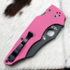 Spyderco YoJumbo C253GPNBKP Pink G-10 handle open view showing black DLC CPM S30V Wharncliffe blade and compression lock